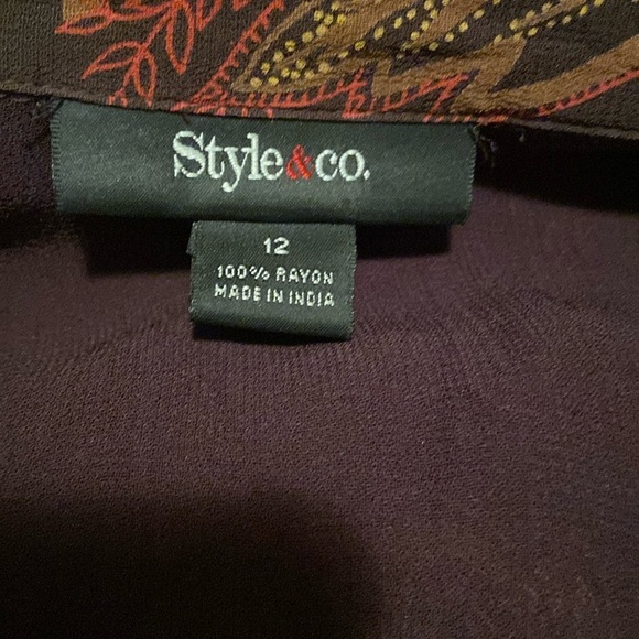 Vintage Style & Co. Brown Floral Paisley Short Sleeve Button Down Blouse Size 12 - Picture 4 of 5